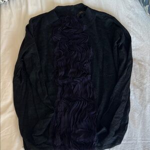 Vera Wang Black and Purple Ruffled Sweater